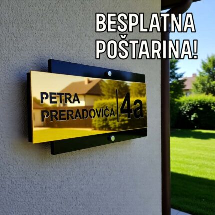 Kućni brojevi luksuznog izgleda od pleksiglasa ZLATNI